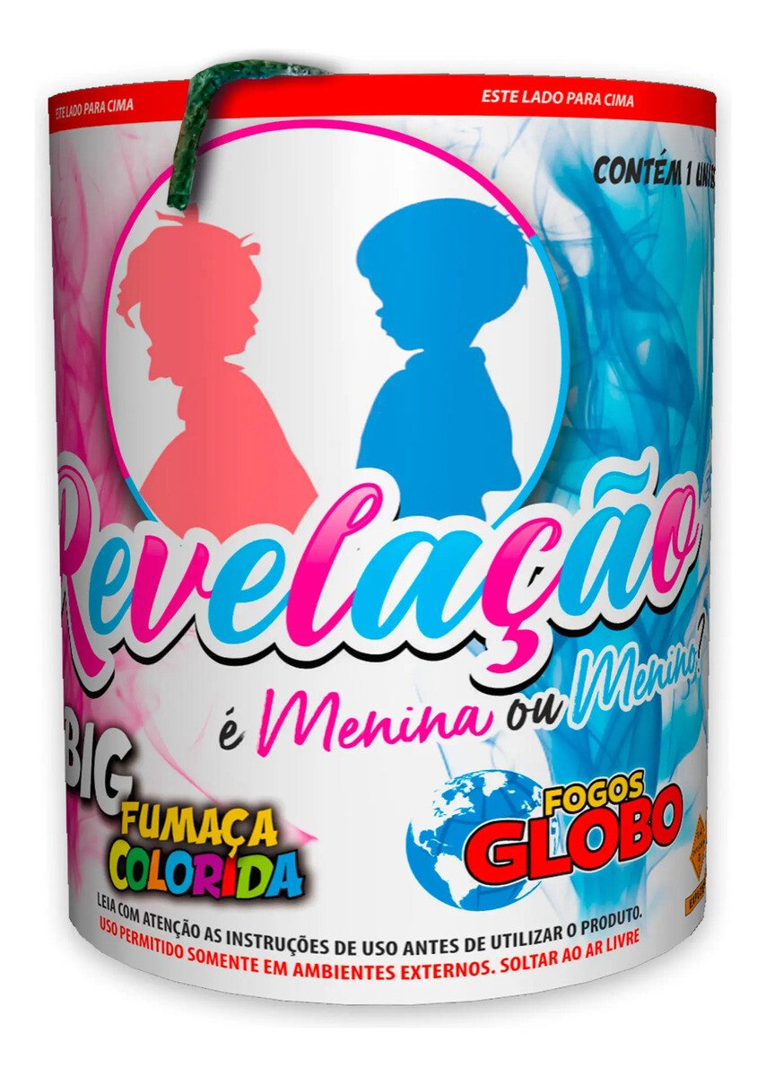 Fumaça Latão 75 Mm Big Oferta Original Fumaça Latão 75 Mm Big "Azul Revelação" para Chá de Revelação da marca Globo