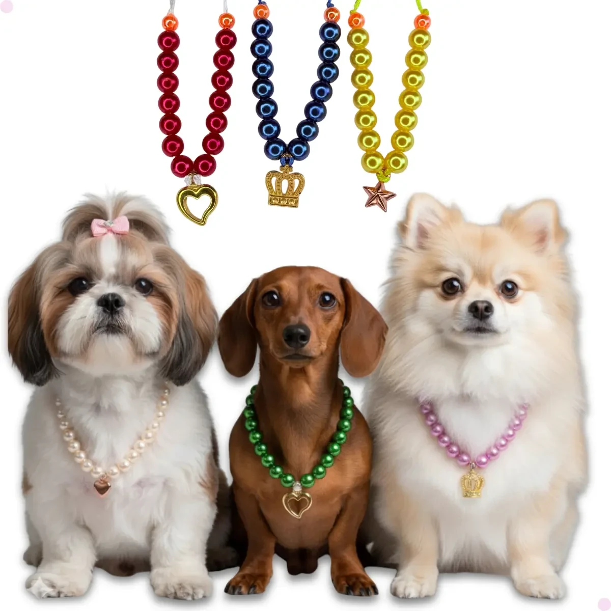 Gargantilhas Pet Colar De Pérolas - 15 Unidades Para Fêmeas Gargantilhas Pet Colar De Pérolas - 15 Unidades Para Fêmeas