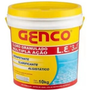 Genco 3 Em 1 Múltipla Ação Balde 10kg Cloro Para Piscina 4 Níveis De Dosagem