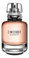 Frasco de perfume Givenchy L'Interdit EDP 80ml feminino com um fundo de orquídeas