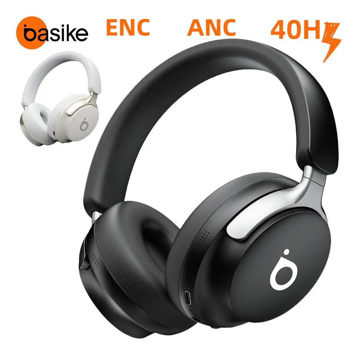 Headphone Bluetooth 5.4 Com Anc+enc 40h Bateria Basike Fone Headset Bluetooth Com Microfone Hi-fi Estéreo Preto Headphone Bluetooth 5.4 Com Anc+enc 40h Bateria Basike Fone Headset Bluetooth Com Microfone Hi-fi Estéreo Preto