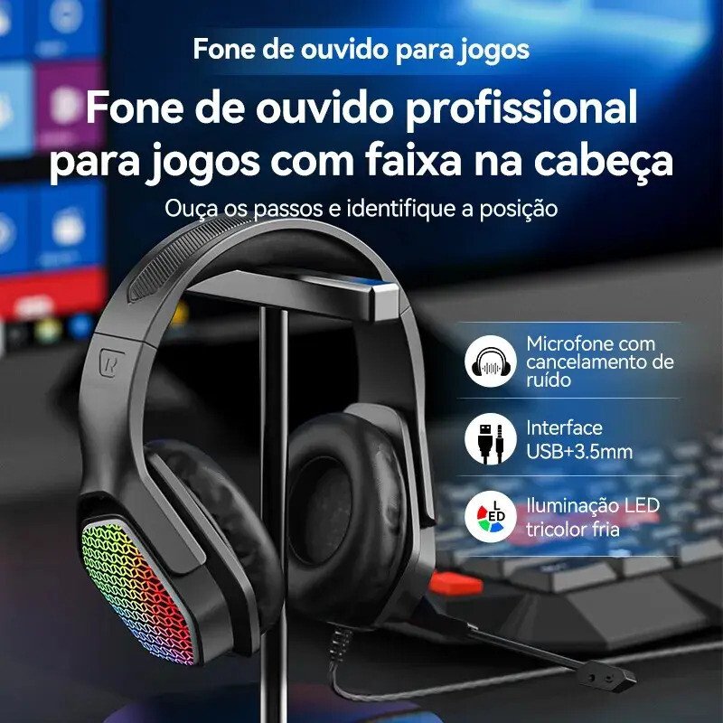 Headset Gamer Inova Mt125 Preto Som Surround 7.1 Com Microfone Flexível Headset Gamer Inova Mt125 Preto Som Surround 7.1 Com Microfone Flexível