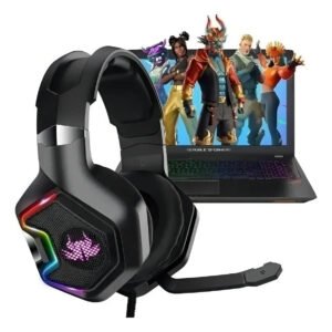 Headset Gamer Knup KP-489 RGB 7.1 Preto com LED para PC Xbox