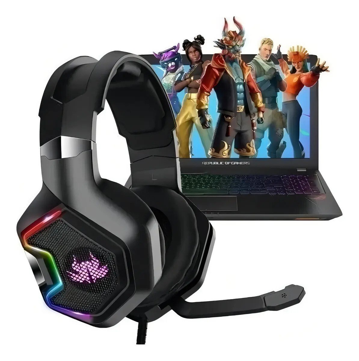 Headset Knup KP-489 RGB 7.1 PC Xbox Original Melhor Preço Headset Gamer Knup KP-489 RGB 7.1 Preto com LED para PC Xbox