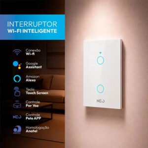Interruptor Inteligente Smart Wi-fi 2.4 Ghz Alexa Google 2 Botões 4×2 Bivolt Branco Cod: 291990374 Neo Avant Branco 2 127/220v