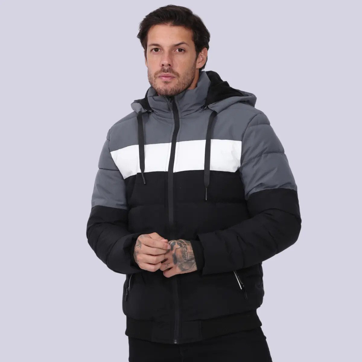 Jaqueta Bobojaco Com Capuz Bolso Zíper Casaco Frio Inverno Jaqueta Bobojaco Com Capuz Bolso Zíper Casaco Frio Inverno