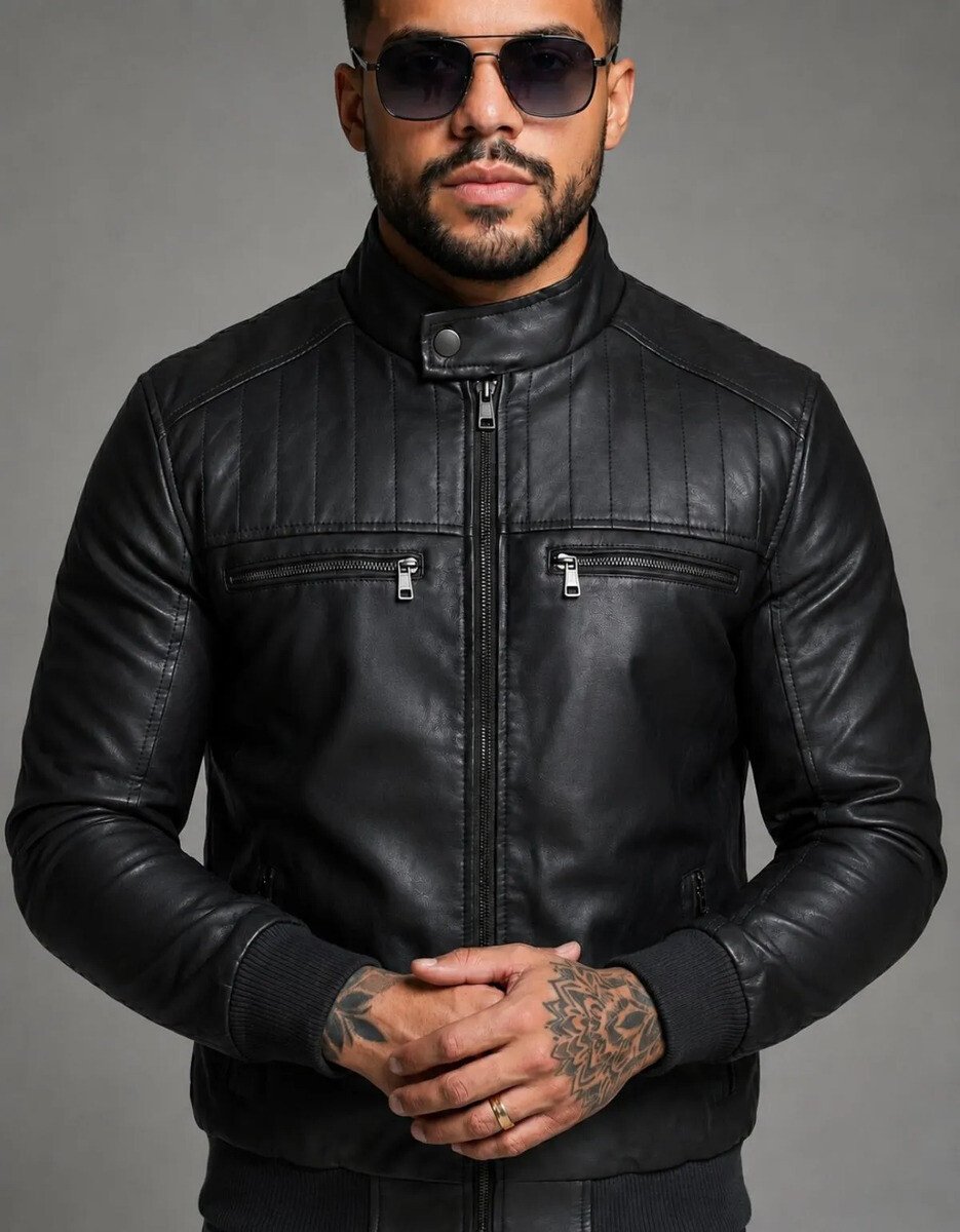 Jaqueta Couro Masculina Motoqueiro Impermeavel Inverno Frio Jaqueta Couro Masculina Motoqueiro Impermeavel Inverno Frio