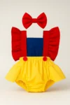 Jardineira Body Romper Baby Branca de Neve Tiara Mesversario Algodão VALENTINA KIDS