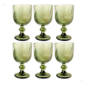 Jogo De Taças De Vidro Canelads Verde Versalhes 350ml 6pçs
