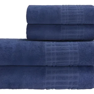 Jogo de Toalha Banho Loft Camesa 4 Peças 100% Algodão Azul-Marinho