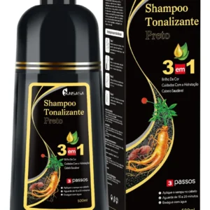 Kaisasa Shampoo Tonalizante Para Cobrir Cabelo Cinzento，shampoo cabelo branco，shampoo barba，shampoo redutor grisalhos，shampoo tonalizante preto，hair dye shampoo，black hair dye，500ml-Preto