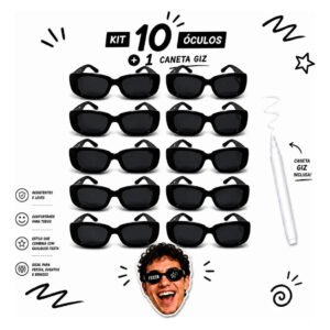 Kit 10 Óculos Festa Retrô Formatura Casamento Aniversário Evento Tiktok Vintage Brinde Caneta Giz Líquido Personalizar