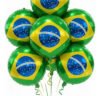 Kit 10 Balão Metalizado Bandeira Brasil 45cm Festas Copa