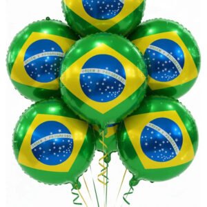 Kit 10 Balão Metalizado Bandeira Brasil 45cm Festas Copa