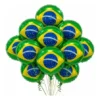 Kit 10 Balão Metalizado Bandeira Do Brasil 45cm Copa Festa