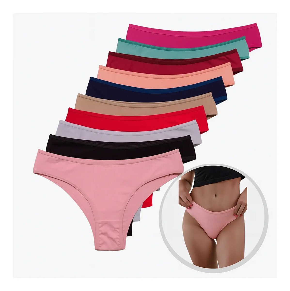 Kit 10 Calcinhas Algodão Tanga Lisa Conforto Basica Feminina Kit 10 Calcinhas Algodão Tanga Lisa Conforto Basica Feminina