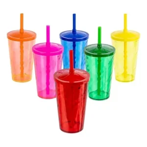 Kit 10 Copos Color Twister 500ml C/ Tampa E Canudo – Festas