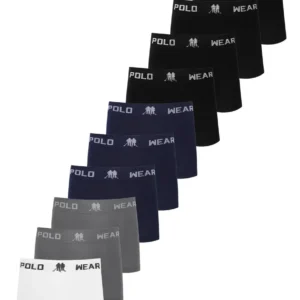 Kit 10 Cuecas Boxer Lisa Polo Wear Sortido Conforto Masculino