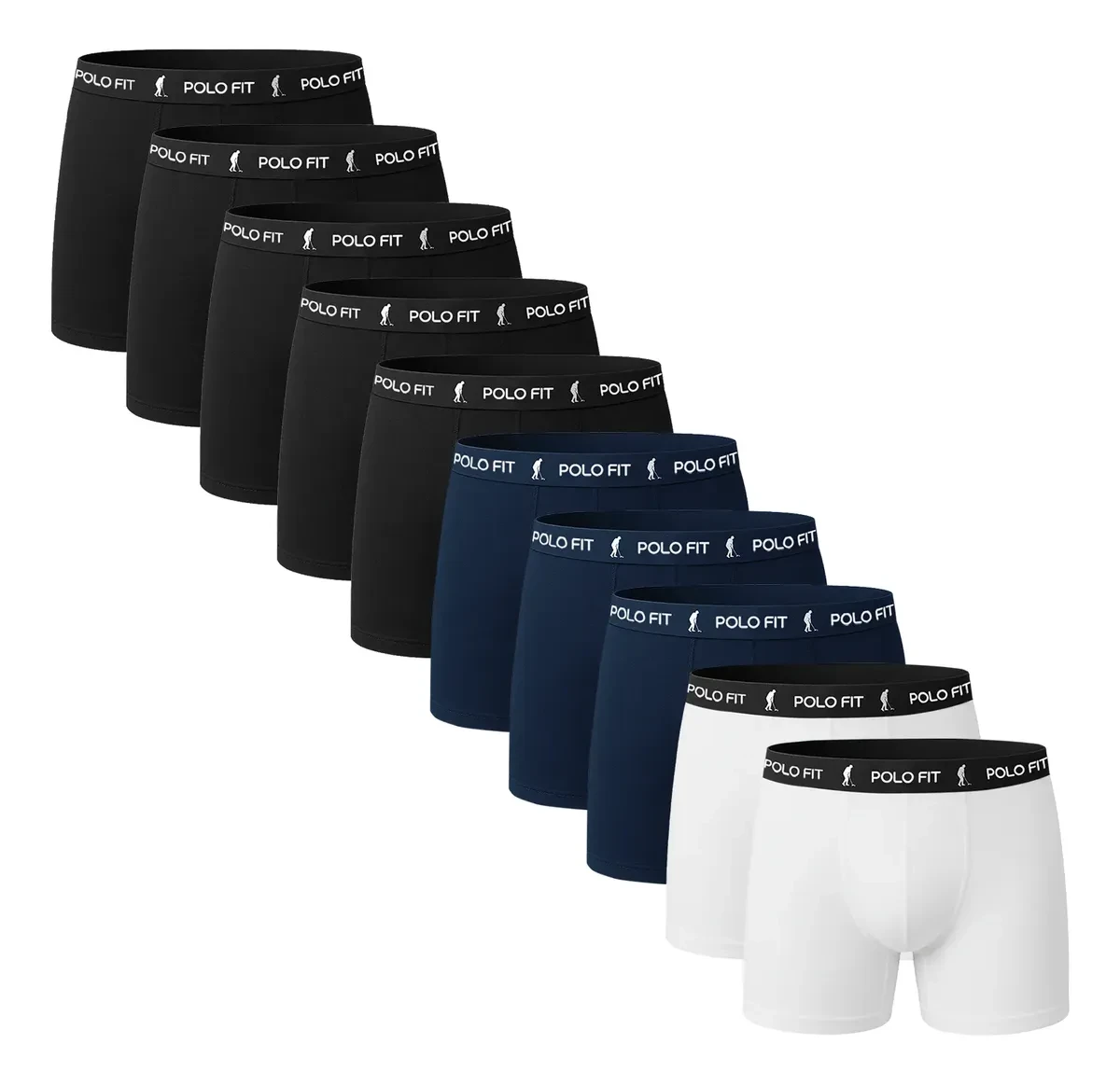 Kit 10 Cuecas Boxer Masculina Algodão Polo Fit Conforto Original Kit 10 cuecas boxer masculinas algodão Polo Fit conforto