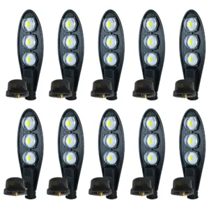 Kit 10 Luminárias Led Cob 150W Fotocélula Iluminação Pública Branco Frio