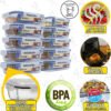 Kit 10 Pote De Vidro Marmita Hermético 640ml Freezer Fitness Rishon Azul-escuro