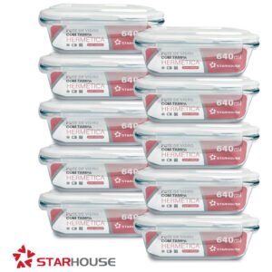 Kit 10 Potes Herméticos Vidro 640ml Starhouse Marmita Forno Micro-ondas