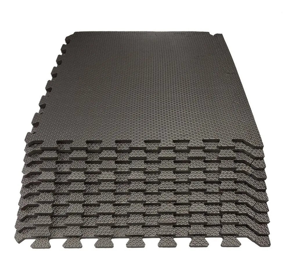 Kit 10 Tapete Tatame Eva Treino Fitness 50x50 10mm Preto Kit 10 Tapete Tatame Eva Treino Fitness 50x50 10mm Preto