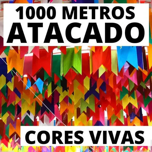 Kit 1000 Metros Bandeira Bandeirinha Festa Junina Plástico Kiryu Kit 1000 Metros Bandeira Bandeirinha Festa Junina Plastico Kiryu para decoração de festa arraial colorida