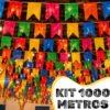 Kit 1000 Metros Bandeirinhas Arraiá Festa Junina Plástico Resistente A Chuva Clima Externo Colorido
