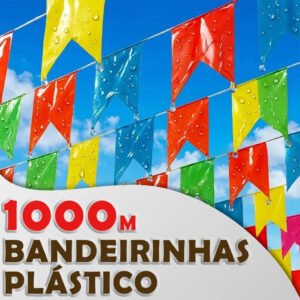Kit 1000 Metros Bandeirinhas Festa Junina Plástico São João Arraia Bandeirola Colorida