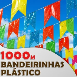 Kit 1000 Metros Bandeirinhas Festa Junina Plástico São João Arraia Colorido DEKASA