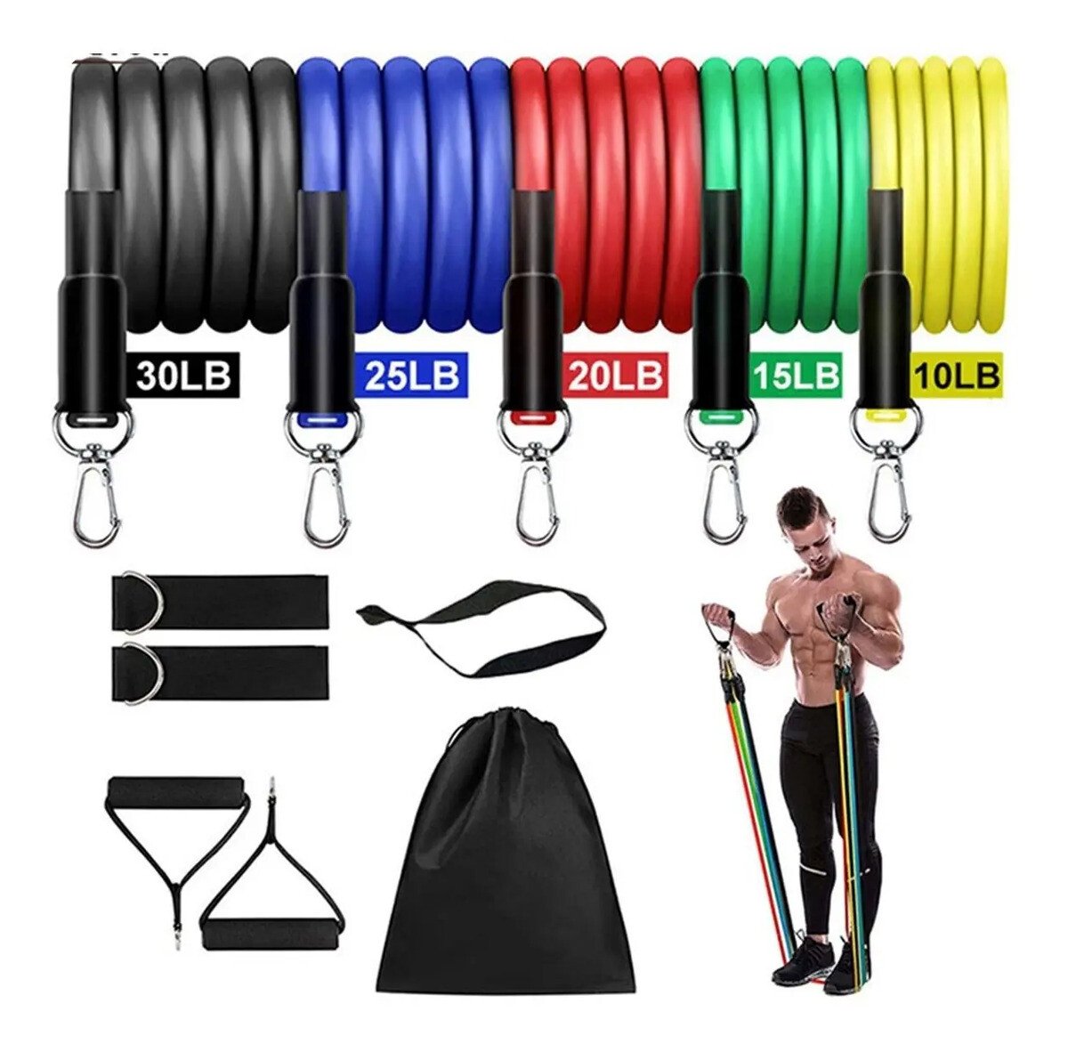 Kit 11 Elastico Extensor Treino Academia Exercícios Em Casa Kit 11 Elastico Extensor Treino Academia Exercícios Em Casa