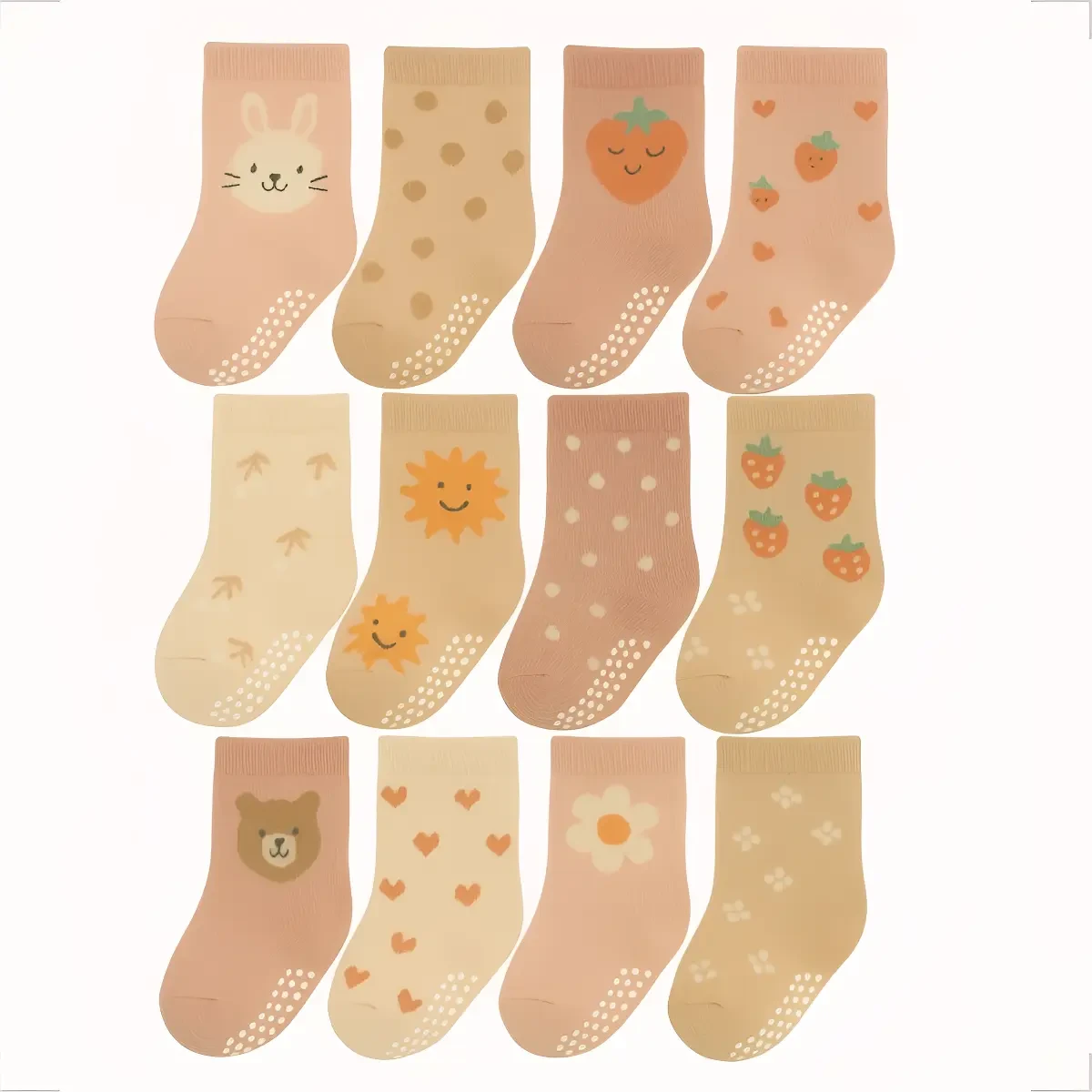 Kit 12 Pares Meia Bebê Menina Antiderrapante Belove Cores Sortidas Promoção Kit 12 Pares Meia Bebê Menina Antiderrapante Cores Sortidas Belove