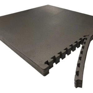 Kit 12m² Tapete Tatame Eva Treino Fitness 100×100 10mm Preto