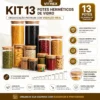 Kit 13 Potes Vidro Herméticos Vitrex Tampa Bambu Mantimentos