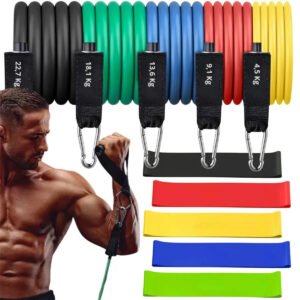 Kit 17 Itens Treino Elástico Extensor Exercício Funcional Miniband Faixa Elástica Ginástica Academia Fisioterapia Exercícios Alegria Colorida