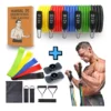 Kit 19 Itens Treino Em Casa Academia Fisioterapia Extensor Faixa Elástica, Massageador E Manual De Exercício