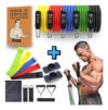 Kit 19 Itens Treino Em Casa Academia Fisioterapia Extensor Faixa Elástica Massageador e Manual de Exercício