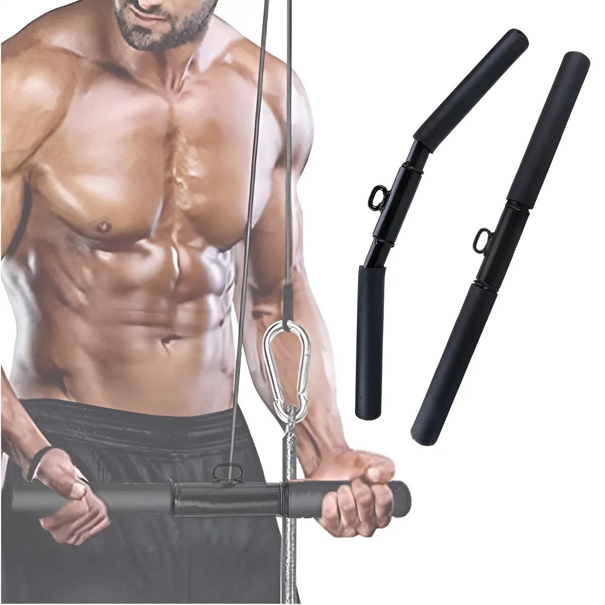 Kit 2 Barras Puxador Reto + Curvo Com Giro Barra Academia Kit 2 Barras Puxador Reto + Curvo Com Giro Barra Academia