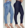 Kit 2 Calça Jeans Feminina Cintura Alta Com Lycra