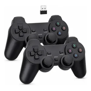 Kit 2 Controle Gamer Sem Fio 2.4g Dual Analógico Pc Console Preto