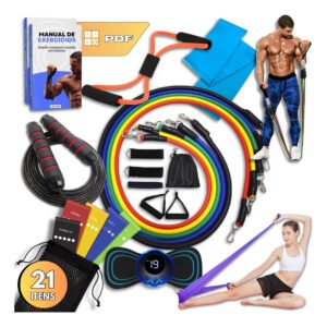 Kit 21 Itens Treino Elástico Alegria - Cor Colorida