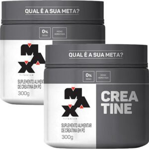 Kit 2x Creatina 300g Max Titanium Monohidratada Em Pó Sem Sabor para aumento de força e ganho muscular