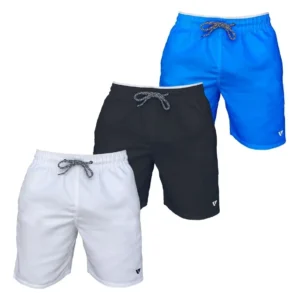 Kit 3 Bermudas Lisas Masculinas Voker para Academia e Praia