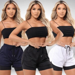 Kit 3 Short Fitnes Moda Feminina Duplo Roupa Academia 2 Em 1