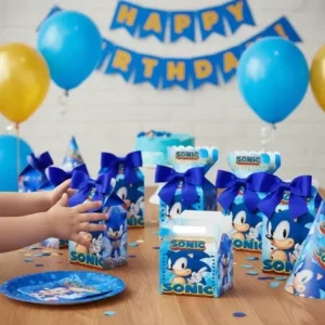 Kit 30 Caixinhas Sonic Lembrancinha Aniversário Festa Azul