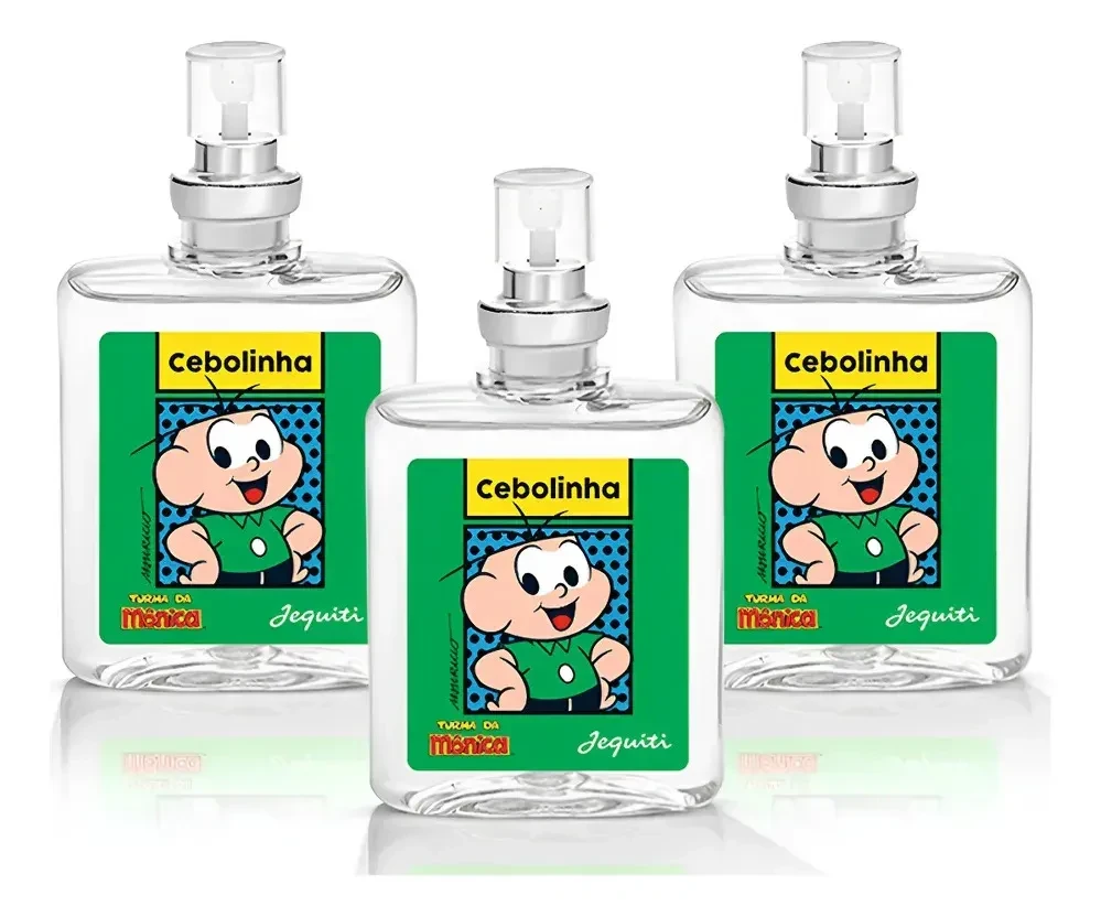 Perfume Cebolinha Jequiti Kit 3x Miniatura Turma da Mônica Original Kit 3 Perfumes Colônia Miniatura Cebolinha Turma da Mônica Jequiti 25ml