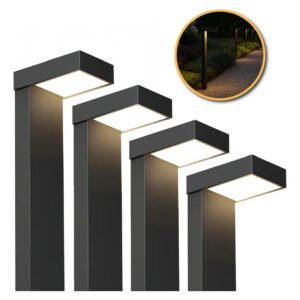 Kit 4 Luminarias Poste Balizador Led De Jardim E Chão 10w 3000k Branco Quente Ip65 Preto Cod:alut010004-4 Alut By Avant