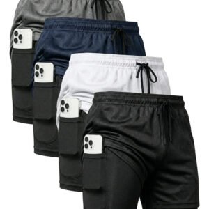 Kit 4 Shorts 2 Em 1 Duplo Dryfit Masculino Compressão Térmic