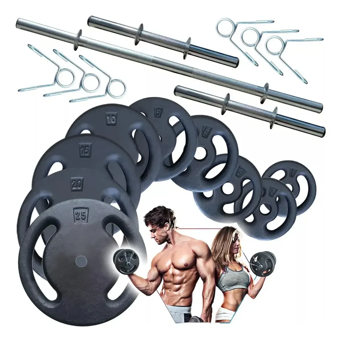 Kit Anilhas Halteres 40kg Musculação Fitness Prado Original Kit 40kg de Anilhas e Halteres para Musculação Fitness Prado